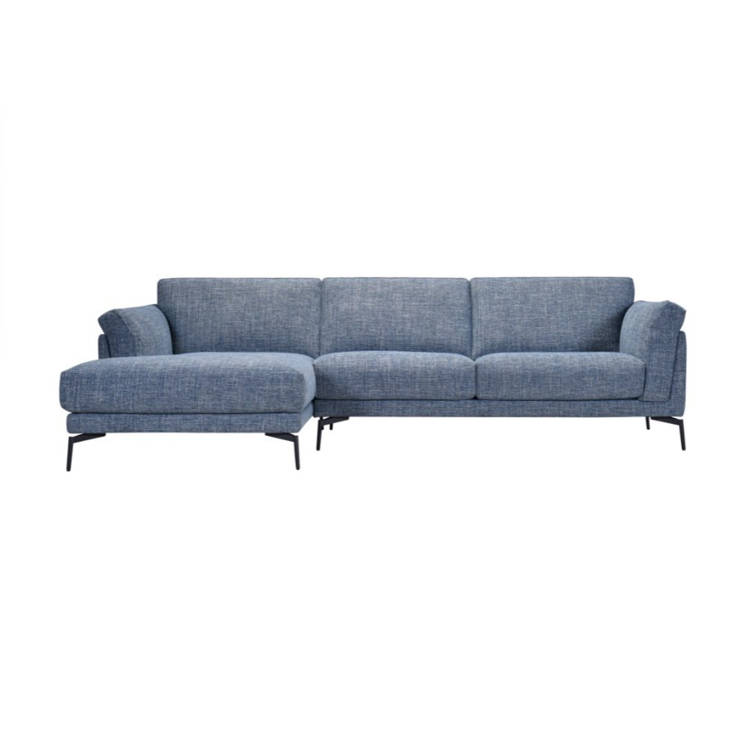 Latina Fabric Corner Lounge Suite - Denim Blue-LHF image 1